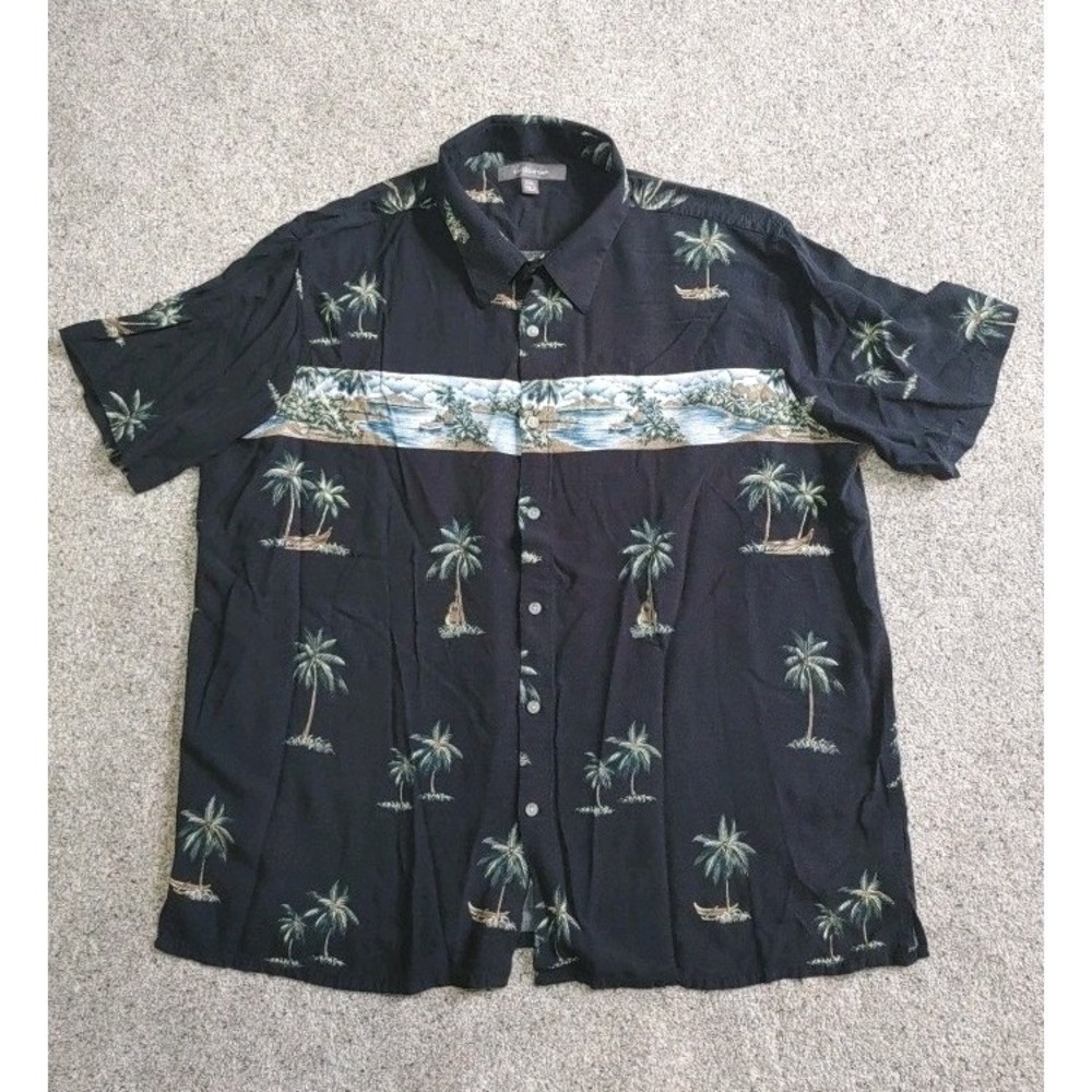 Croft & Barrow Shirt Men's XXL Short Sleeve Button Up Beach Hawaiian‎ Resortwear